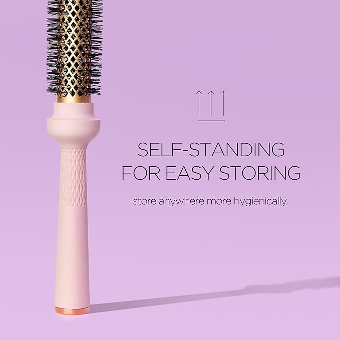 Magic Curling Round Brush (Wavy 1 Inch), Non-electronic, Self-Standing Round Quick Styling Brush, Great Blowout, Ceramic Coated/Ionic Thermal Barrel, Blowout Volume, Wave Styler