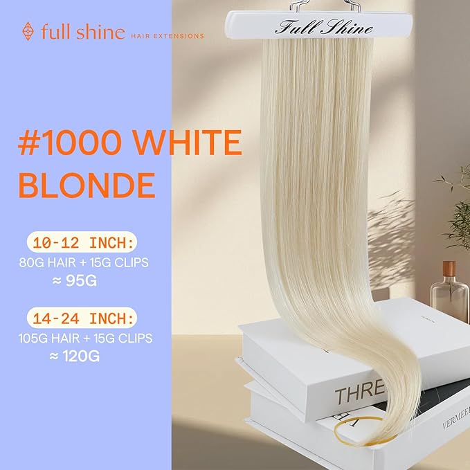 Full Shine Blonde Clip in Hair Extensions Real Human Hair 18 Inch Blonde Extensions Clip in for Party for Thinning Hair 120 G 7 Pcs