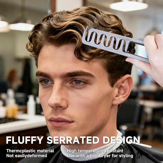 Texture Comb for Men, Voluminous Wide Tooth Comb for Fluffy & Textured Hairstyles
