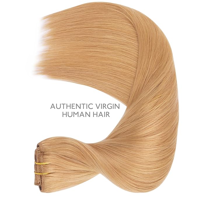 WENNALIFE Clip in Hair Extensions Real Human Hair, 14 Inch 150g 9pcs Human Hair Extensions Clip In, Strawberry Blonde Hair Extensions Clip In Real Hair Coloured Remy Human Hair Extensions