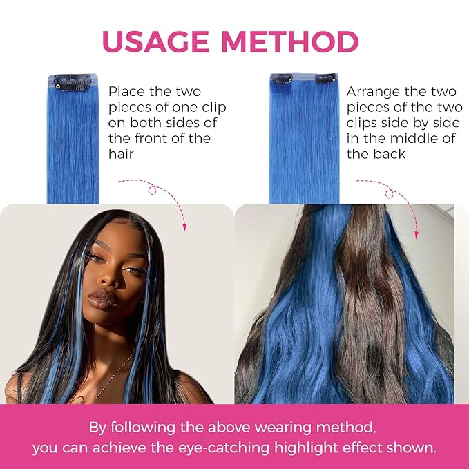 Lashey Seamless Clip in Hair Extensions Human Hair 37g 4pcs Blue Hair Extensions Real Human Hair 14 Inch Straight Hair Extension Clips with PU Soft Invisi Edge