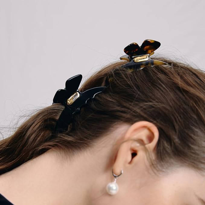 Acetate Hair Clip for Women, SHE'S FREE STYLE JUST FOR YOU [2024 New] Premium Tortoise Shell Hair Claw Clips, Butterfly Hair Accessory (Tortoise-Butterfly)