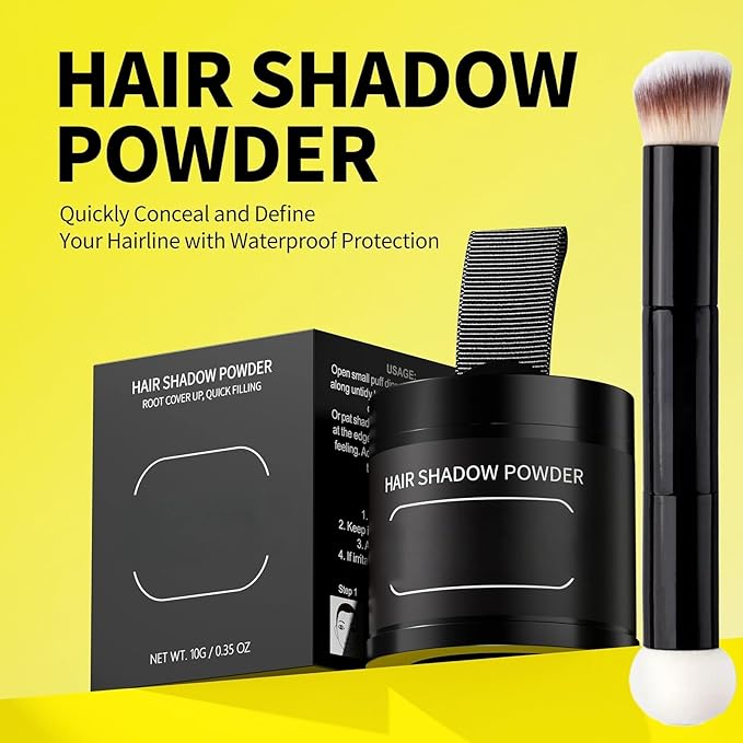 Gowwim Root Touch up Powder, Instantly Gray Hair Cover up Hairline Powder for Women & Men Waterproof and Sweatproof Root Cover Up Long-Lasting for Thinning & Loss Hair (Med Brown2, 10G+1)