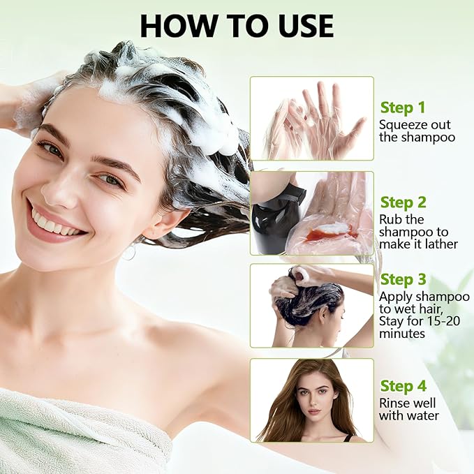 Light Brown Hair Dye Shampoo for Women & Men, 15 Min Gray Coverage, 3 in 1 Semi-Permanent Color with Natural Herbal Ingredients, Lasts 60 Days