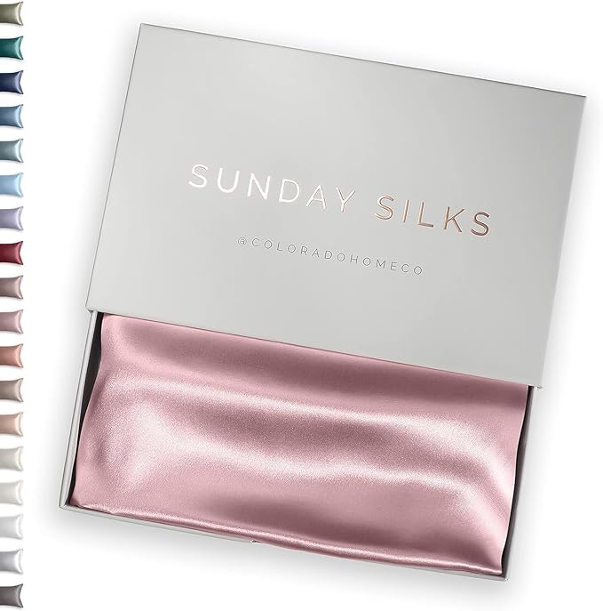 SUNDAYSILKS™ Premium Silk Pillow Cases | 100% Mulberry Silk Pillowcase with Zipper, All Sides Real 22 Momme Grade 6A Silk, Standard Queen, King Size [Pink Quartz]