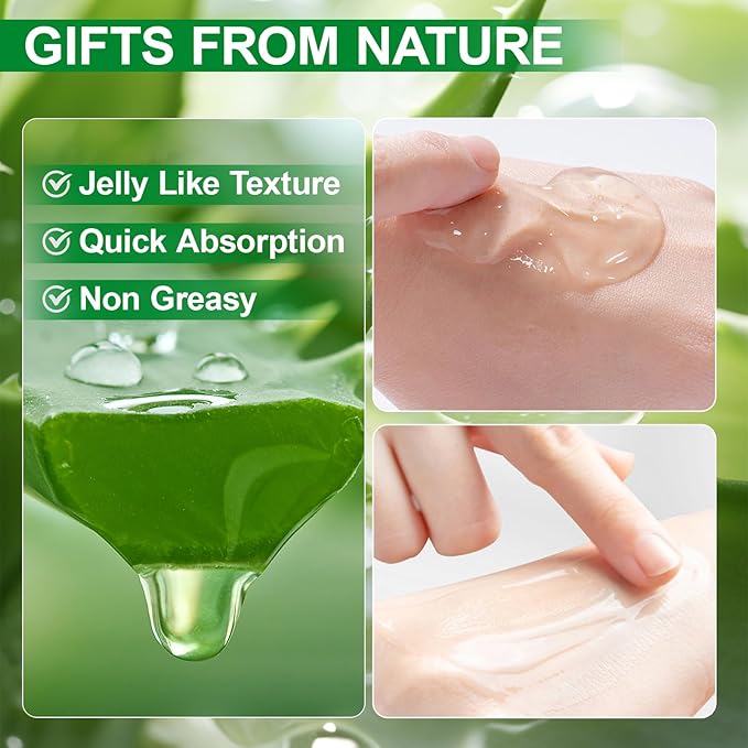 Erinde 120 Pack Aloe Vera Gel for Face, Hair & Body, 99% Pure Aloe Vera Gel for Sunburn Relief, After Sun Skin Care Relief, Skin Care Bulk Soothing Hydrating Aloe Gel for All Skin Types