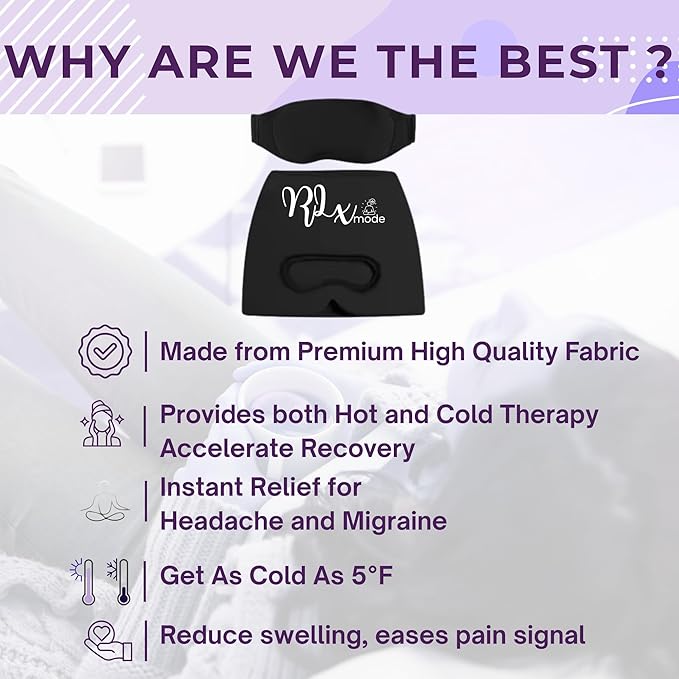 2-in-1 Migraine Relief Cap with Detachable Eye Mask – Hot & Cold Therapy Headache Hat for Migraines, Sinus Pressure, Tension & Stress Relief – Reusable Gel Ice Pack, Light Blocking, Comfortable Fit