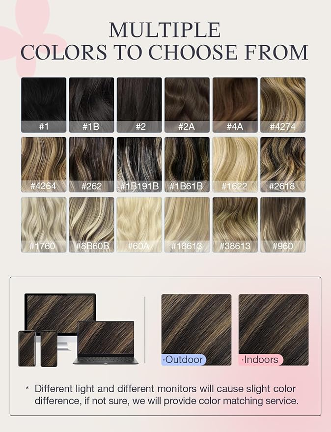DOORES Invisible Hair Extensions Real Human Hair Tape in Invisi Edge, Dark Brown to Chestnut Brown 10 Injection Tape-ins with 10 Injection Tape-ins 50g 14 Inch, Tape in Extensions