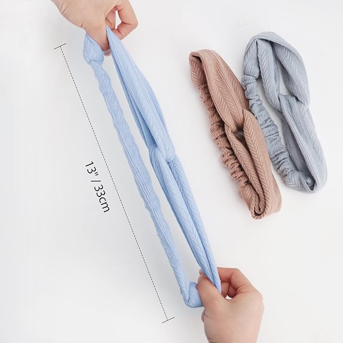 Elastic Knotted Headbands for Women Wheat Pattern Cloth Head Hair Bands for Women's Hair Non Slip Boho Wrap Twisted Hair Accessories