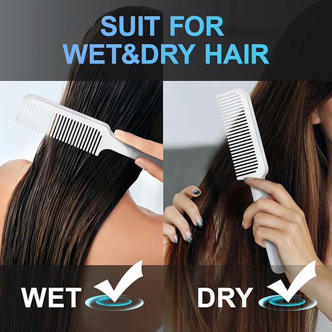 Hair Comb for Women and Men, Durable Detangling Hair Comb with Handle, Large Detangler Comb for Thin Straight Short Hair(White)