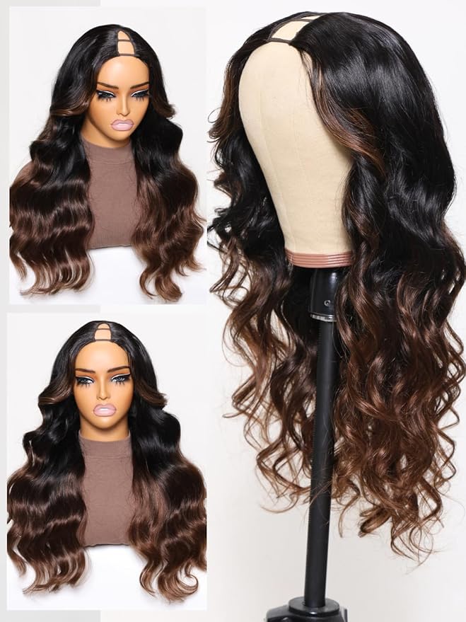 YIROO V Part Body Wave Human Hair Wigs Upgrade Upart Wig No Leave Out 12A Glueless Wig 22 Inch