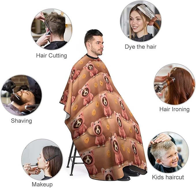 Adjustable Hairdresser Cape, Haircut Hairdressing Cloth Apron Cute Chihuahua Puppy Dog Pink Shampoo Cutting Household Capes Wrap for Hair Cutting