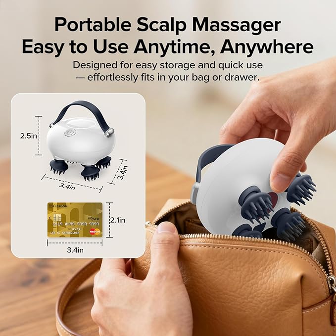 Scalp Massager, Head Massager Scalp, Tangle Resistant Design, 3 Massage Speed, Portable Head Massager, Hair Massagers with 12 Detachable Claws A Ideal Gift for Your Wife, Mom, Husband, Dad