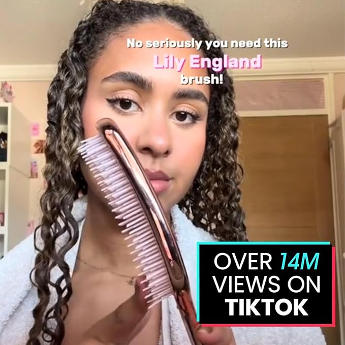 Lily England Curly Hair Brush - Pain-Free Detangling & Styling Brush With Flexible Bristles for Wet & Dry Hair - Easy to Hold for 3c to 4c Hair, Black