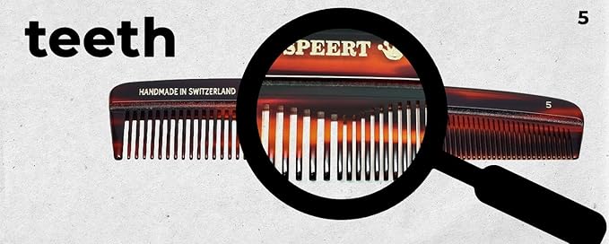 #5 Handmade Wide Narrow Tooth Comb Tortoise Havana Acetate Thick Coarse Curly Thin Fine Straight Hair Detangling Parting Grooming Teasing Styling Hairdresser Barber Hairdressing Wet Dry Pocket