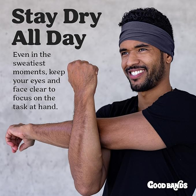 Sweatband for Men and Women - Unisex Non Slip Headband That Wicks Moisture and Eliminates Excess Sweat - Durable & Long-Lasting - Running, Sports, Gym
