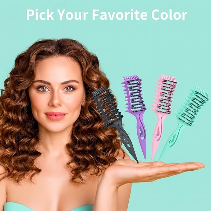 Curl Defining Brush, Curly Hair Brush for Detangling Shaping and Styling Curly Hair, Vented Candy Brush for Wet or Dry Hair Types for Women and Girl, Defining with Side Gear, Reduces Frizz (Green)
