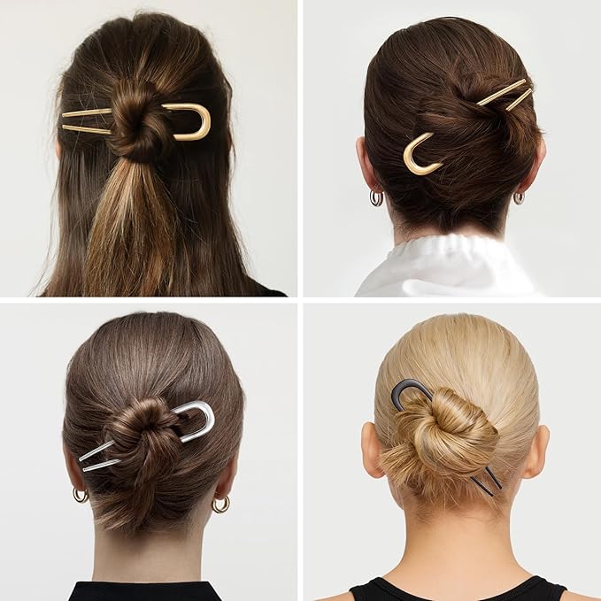 3 PCS French Hair Pins for Women - French Twist and Buns, Elegant Gold Hair Accessories