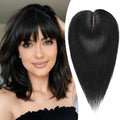 HAIRCUBE Hair Toppers For Women With Thinning 5"*5" Large Base Real Hair Toppers For Women, 14 Inch For Hand-Woven, 60g, Silk, Natural, Realistic, Use Daily, Hairloss, Natural Black, with bangs