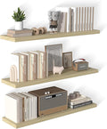 48 Inch Floating Shelf 3 Pack Large Floating Shelves for Wall No Drilling Accessories Included Deep Wall Shelves for Living Room Kitchen Farmhouse 48" W x 12" D x 1.2" Oak