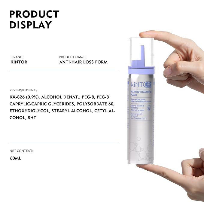 0.9% KX-826 KINTOR Hair Growth Products Foam, DHT Blocker for Men & Women Hair Regrowth, 240ml Pro