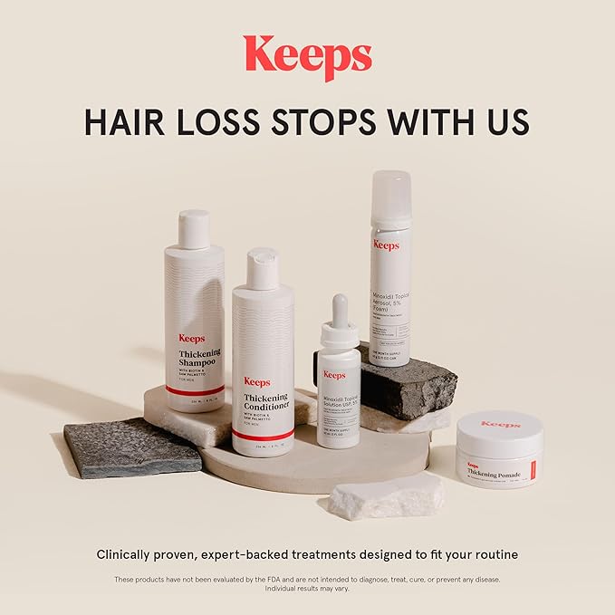 Keeps Extra Strength Minoxidil for Men - 5% Minoxidil Hair Growth Serum - Hair Loss & Regrowth Treatment for Thinning & Bald Spots - Clinically Proven Hair Growth Products - Unscented Topical Aerosol