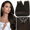 Full Shine 24 Inch Hair Extensions Clip ins Dark Brown Clip in Hair Extensions Human Hair Dark Brown Extensions for Women Real Hair Triple Weft 7 Pcs 120 G