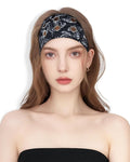 Grommet Headband for Women, Black Paisley 23cm Hollow Out Elastic Hair Band, Eyelets Punk Grunge Stylish Hairband