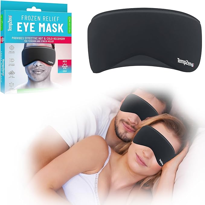 TEMP ZERO Gel Cooling Sleep Eye Mask - Warm Eye Compresses for Dry Eyes, Cooling Eye Masks for Puffy Eyes, Effective Hot & Cold Recovery, Retains Temperature Longer, Tension & Stress Relief