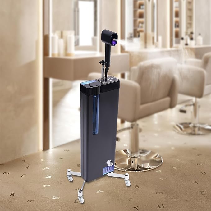 3-In-1 Nano Hair Steamer for Deep Conditioning Nanoscale Spray Negative Ions Blue Light & Intelligent Heating for Hair Scalp Care, 5 Gears, Height Adjustable, 360° Telescopic Bracket, Removable Nozzle