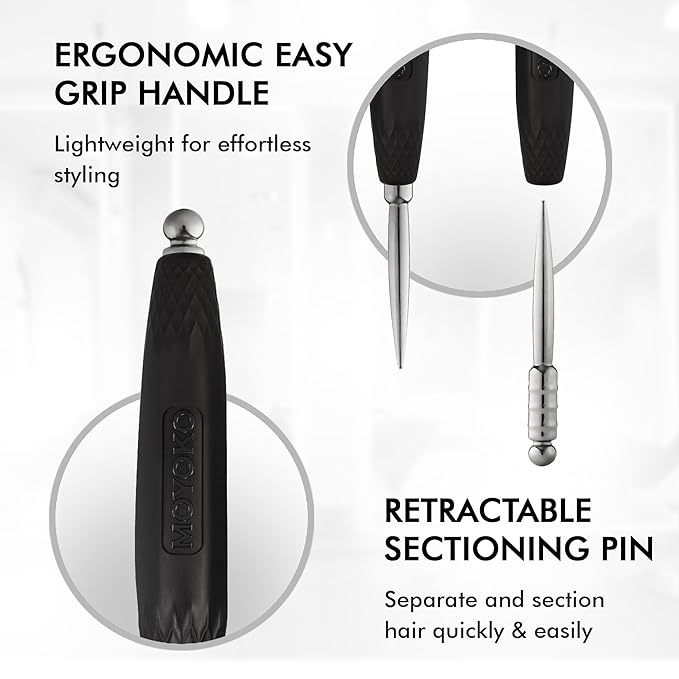 Silver Arch Round Brush for Blow Out (35mm) Professional Metal Round Hair Brush for Blow Drying Hair with Sectioning Pin, Salon Quality Honeycomb Design with Anti-Static Ionic Technology