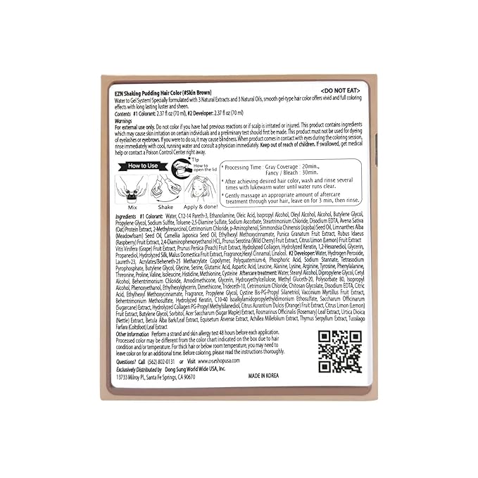 eZn Pudding Hair Dye, Ammonia-Free, Semi-Permanent DIY Korean Hair Dye Color with Keratin (Mute Skin Brown)