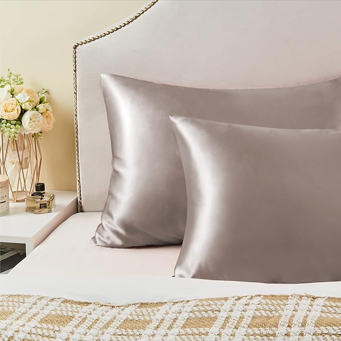 BEDELITE Satin Pillowcase for Hair and Skin, Super Soft and Cooling Similar to Silk Pillow Cases 2 Pack with Envelope Closure, Gift for Women Men(20"x40" King Size, Rose Taupe)