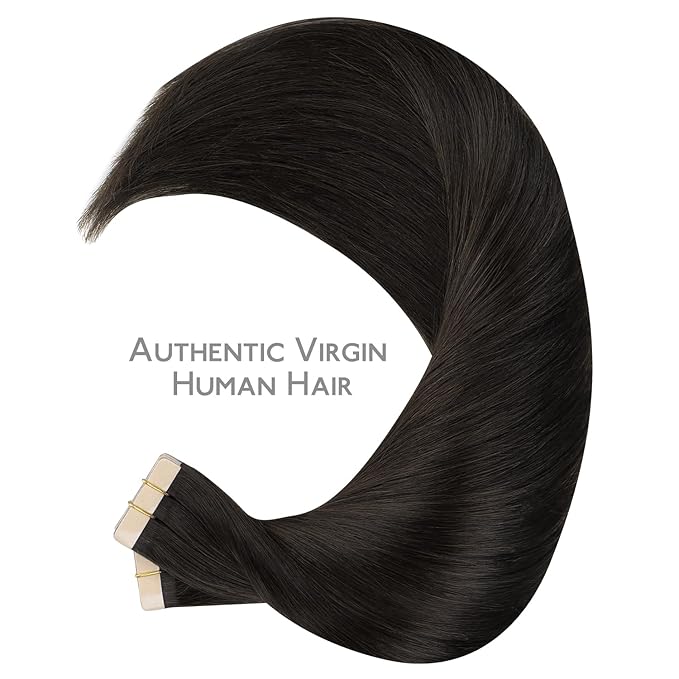 WENNALIFE Tape in Hair Extensions, 40pcs 100g 14 Inch Dark Brown Human Hair, Straight Invisible Reusable Real Extensions