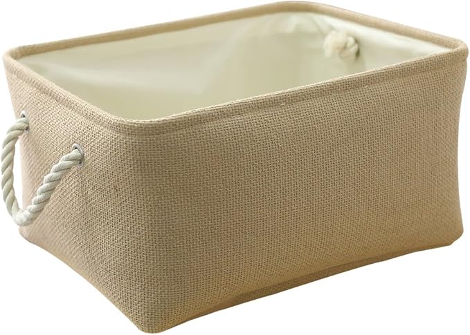 TheWarmHome Large Storage Basket - Fabric Storage Baskets for Organizing Shelves, Collapsible Storage Bin Organizer for Closet Bookself Laundry Dog Toy Home Organization, Decorative Beige Basket Gift