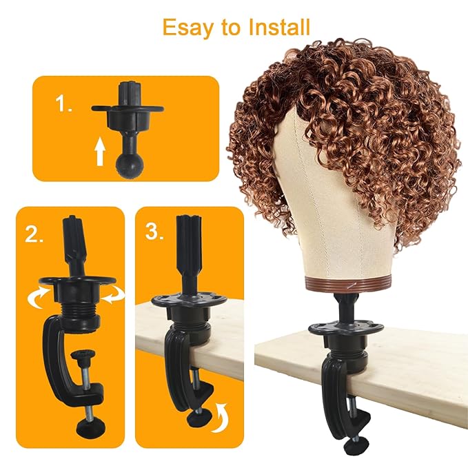 Wig Stand Mannequin Head Holder 1 Pack Black Cosmetology Manikin Stand Mannequin Head Holder Clamp Wig Head Stand Holder for Table Training