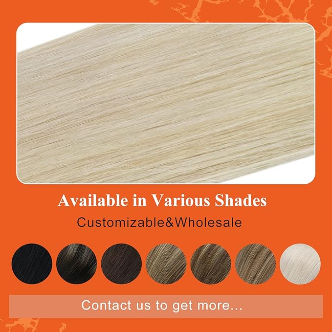 Full Shine Invisible Hair Extensions Tape in Platinum Blonde 60 Blonde Hair Extensions Real Human Hair 14Inch Straight Hair Extensions for Short Hair 20pcs 50Grams Add Volume