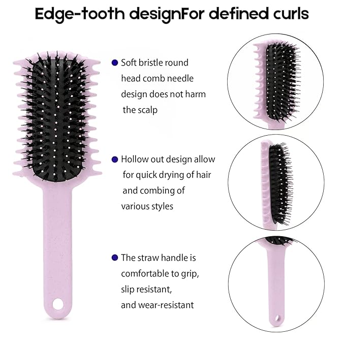 Curly Hair Brush, Volume Curl Defining Brush for Detangling Shaping and Styling Women's Curls, Reduce Pulling (Pink)