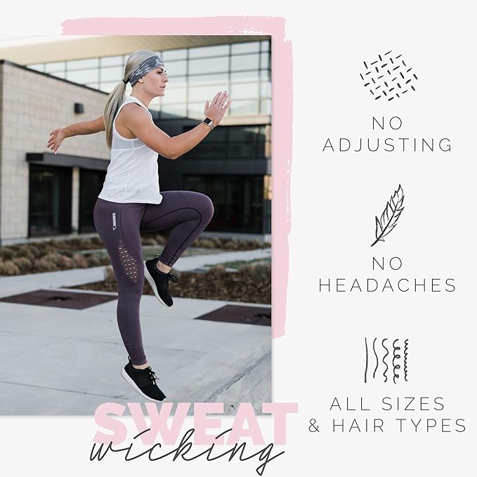 Maven Thread 4" Wide Workout Headbands for Women (2 Pack) – Non-Slip Sweatbands for Gym, Running & Yoga