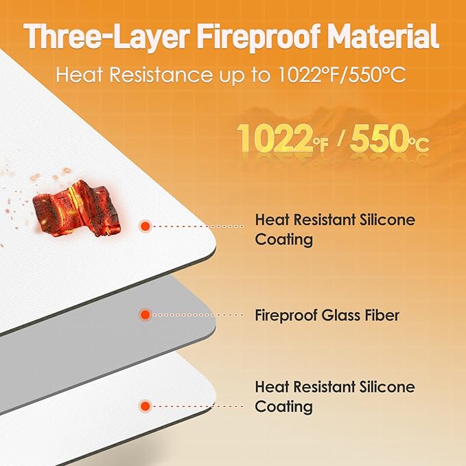 Heat Resistant Mat for Air Fryer, 16 x 20in Heat Resistant Mat for Countertop, Fireproof Silicone Countertop Protector Appliance Slider for Air Fryer, Coffee Maker, Toaster, Oven White