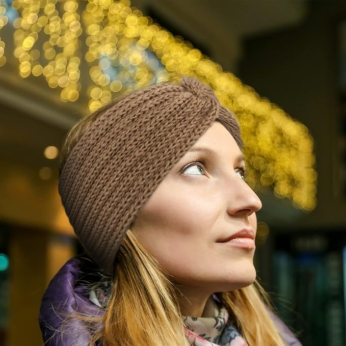 DRESHOW Knit Crochet Headband for Women Ear Warmer Soft Turban Stretch Warmer Headbands Winter Fashion Head Wrap
