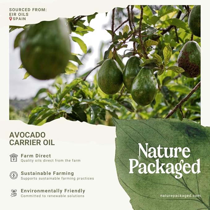 Avocado Oil - Direct from EIR Oils Farm in Spain - 100% Pure Carrier Oil for Hair, Face, and Skin - Hand-Picked, Cold-Pressed Carrier Oil - (8oz)