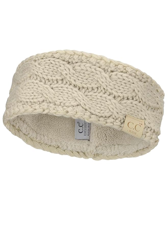 C.C Children's Kids' Winter Warm Cable Knit Fuzzy Lined Ear Warmer Headband