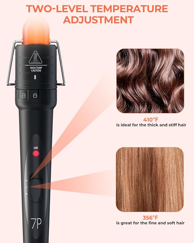 7 in 1 Curling Wand Set: Ohuhu Curling Iron Wand 7Pcs 0.35 to 1.25 Inch Interchangeable Ceramic Barrel Heat Protective Glove 2 Clips Dual Voltage Hair Curler Girl Women Mother Christmas Gift Black