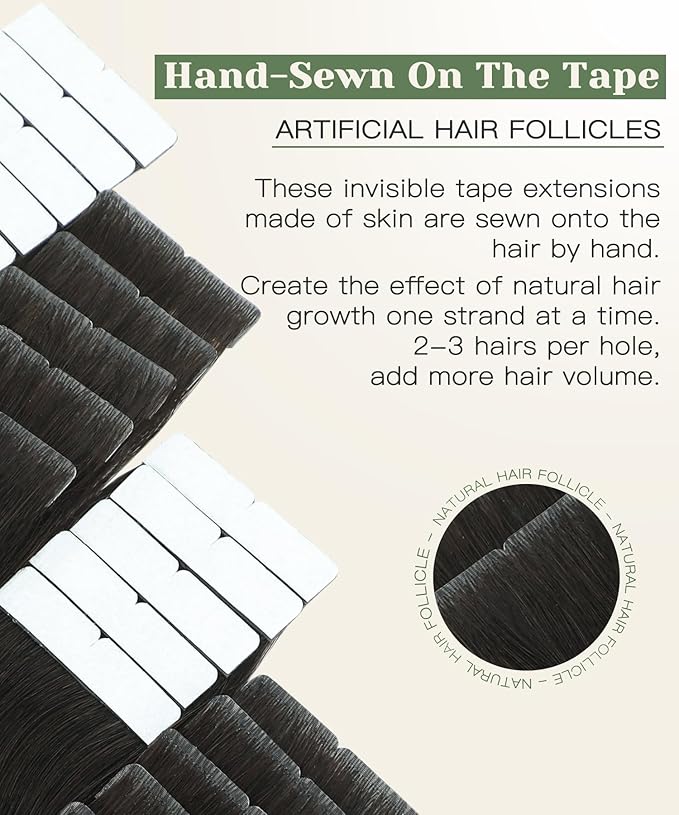 SURNEL Injected Tape in Hair Extensions 14 Inch Darkest Brown Invisible Tape in Extensions Human Hair 20 Pcs 30g(#2,14)