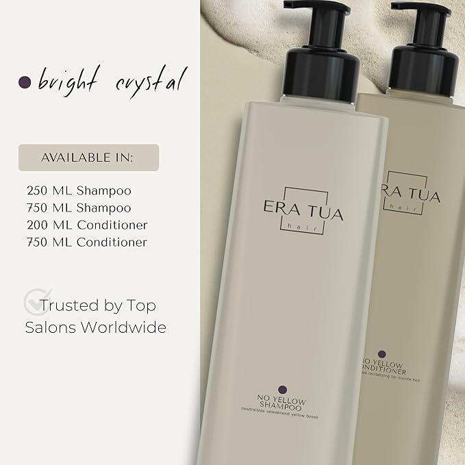 No Yellow Toning Conditioner for Blonde Hair, Silver, Bright Crystal and Purple | Brass Moisturizing Formula | Dutch Made | Green Tea, Jasmine & Rose Scent | 200 ml