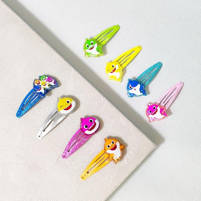 Baby Shark Kids Hair Clips for Girls Snap Clips 8 Pack Multi Color Ages 3+