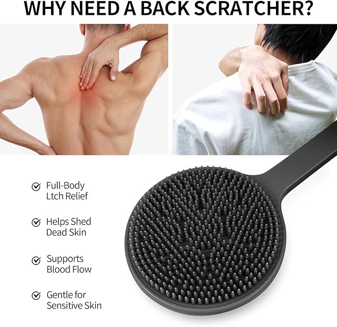 Back Scratcher, 2PackGifts for Men Back Scratcher ， 2025 New Back Scratcher with 2 Silicone Scratch Surface, Deep Back Scratcher for Men/Women, Long Handle Backscratchers for Adults