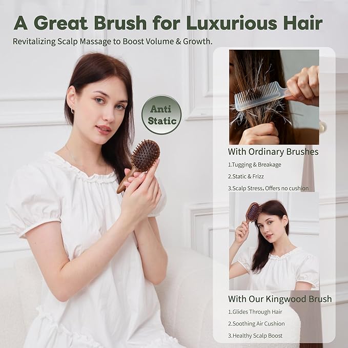 Wooden Scalp Massager Tool set, Christmas Gifts for Mon, Head Massager Brush for Hair Growth, Curl Detangler Brush, Travel Wet Hair Brush, Body Gua sha tool for Lymphatic Drainage Stress Relief