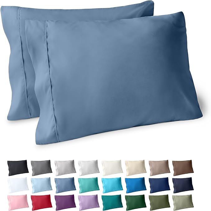 Bare Home Microfiber Pillow Cases - King Size Set of 2 - Cooling Pillowcases - Double Brushed - Coronet Blue Pillowcases 2 Pack - Easy Care (King Pillowcase Set of 2, Coronet Blue)